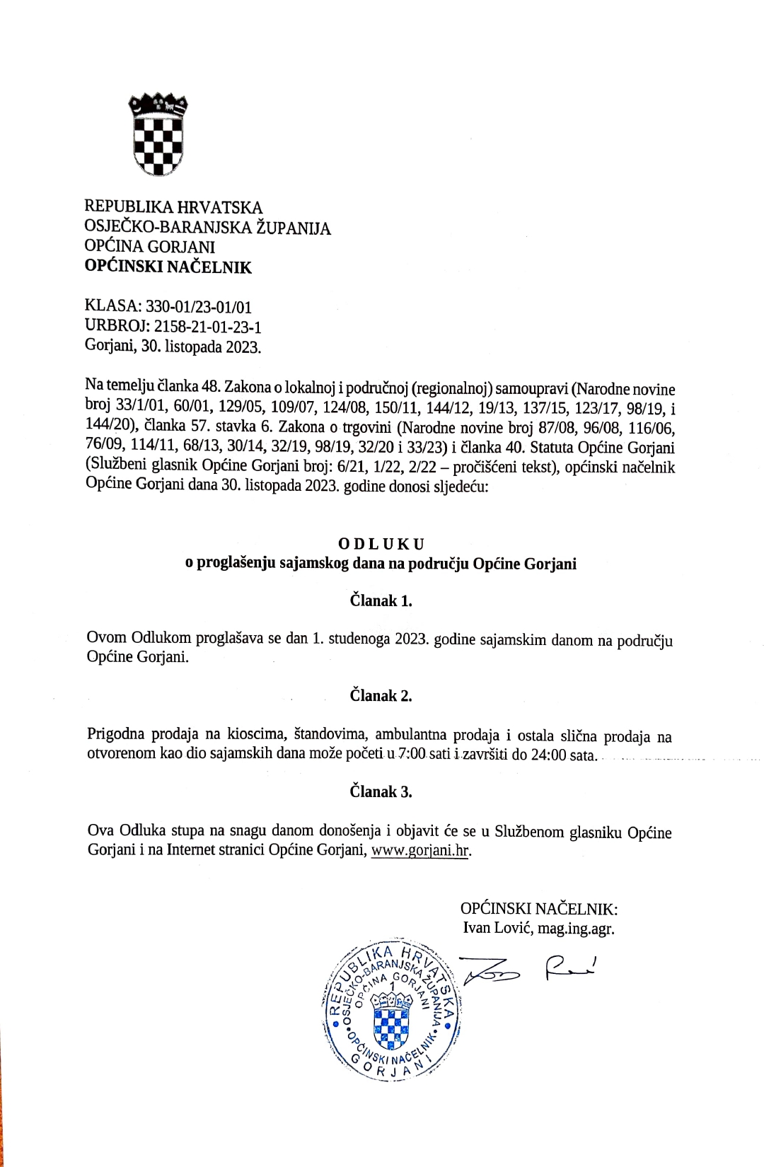 1 Odluka sajamski dan page 0001